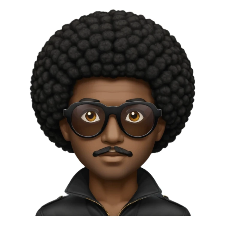 a black guy with shades and an afro sticker
