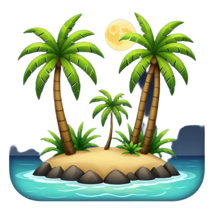 Isla y palmeras negras, en la noche, sticker