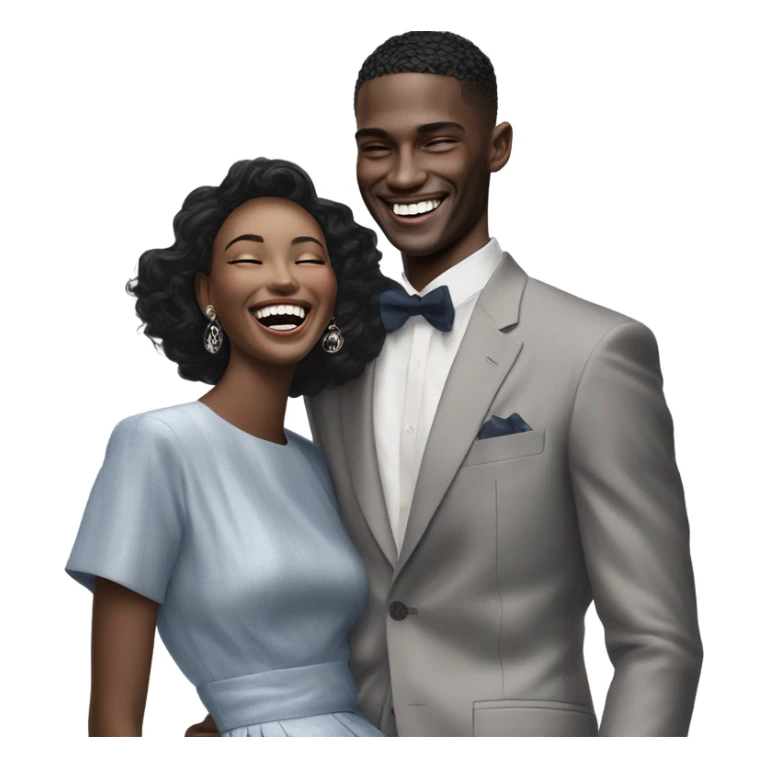 Hyper Realistic beautiful dior model laughing with a handsome male model  sticker