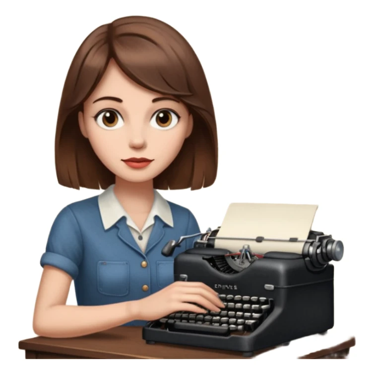 woman with vintage typewriter sticker
