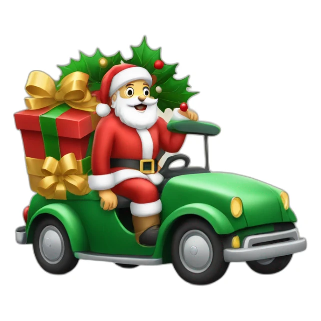 Santa clou en su carro navideño sticker