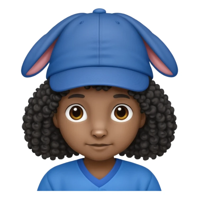 curly hair black rabbit with blue jersey and hat sticker