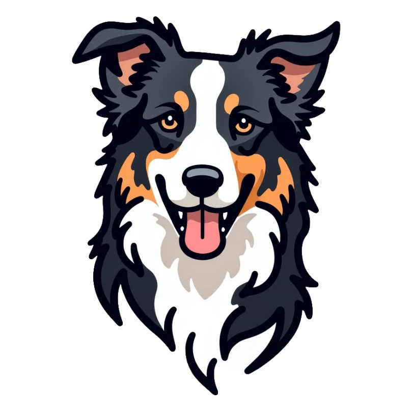 Border collie dog with only one black ear sticker