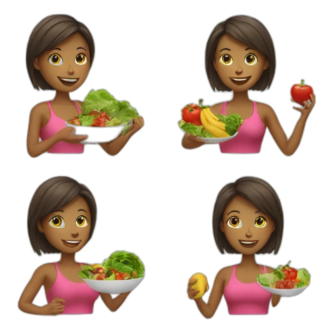 fit female eating healthy food sticker