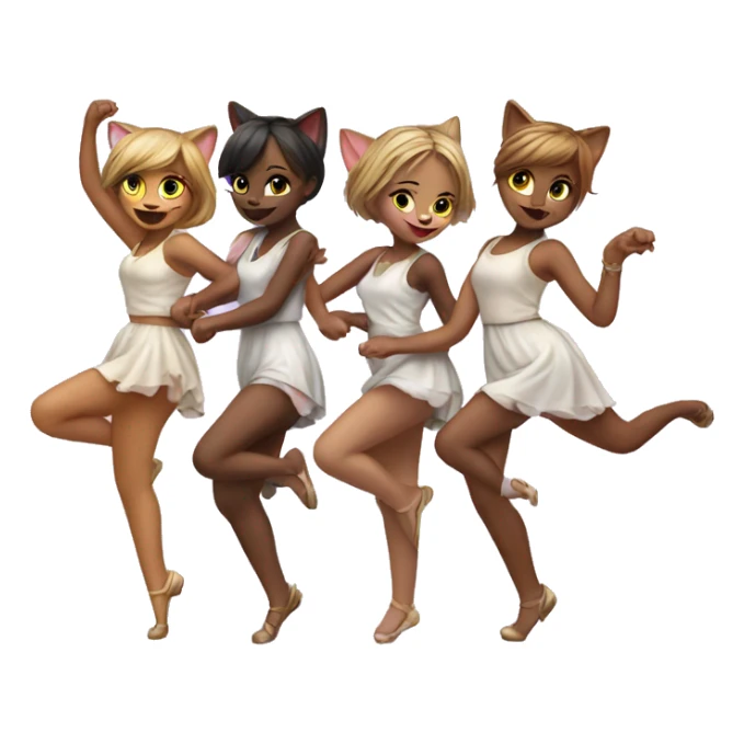 5 girls cats dancing sticker