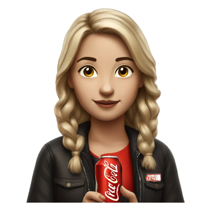 realistic portrait of girl with a Coke Zero bottle  sticker