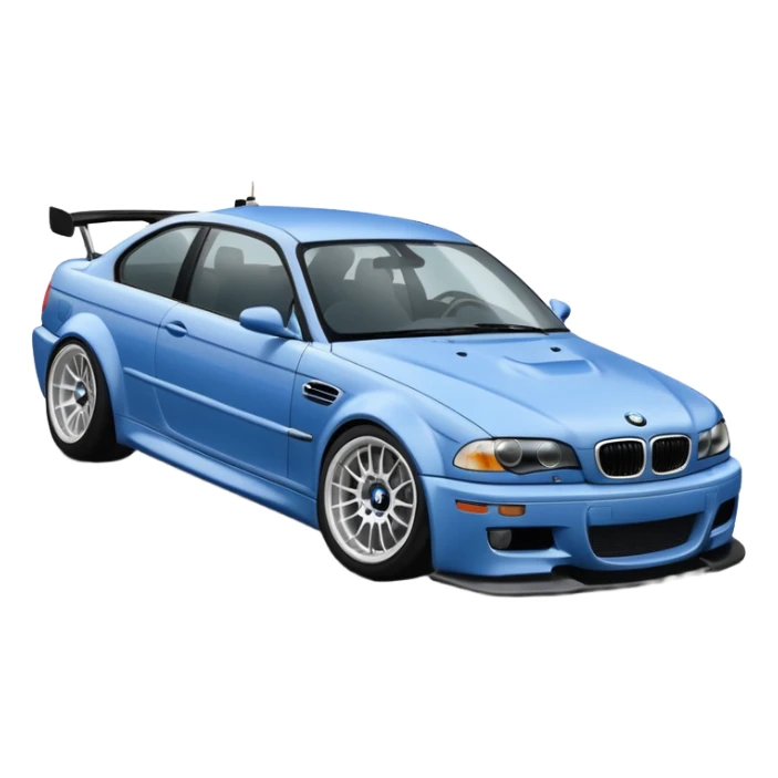 
A BMW M3 E46 is drifting through a corner, with a slight wisp of smoke coming from the rear and the wheels positioned at an angle relative to the turn. sticker