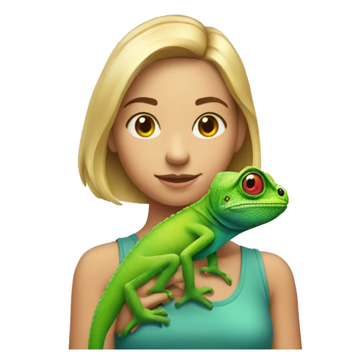 Girl with a chameleon on shoulder  sticker