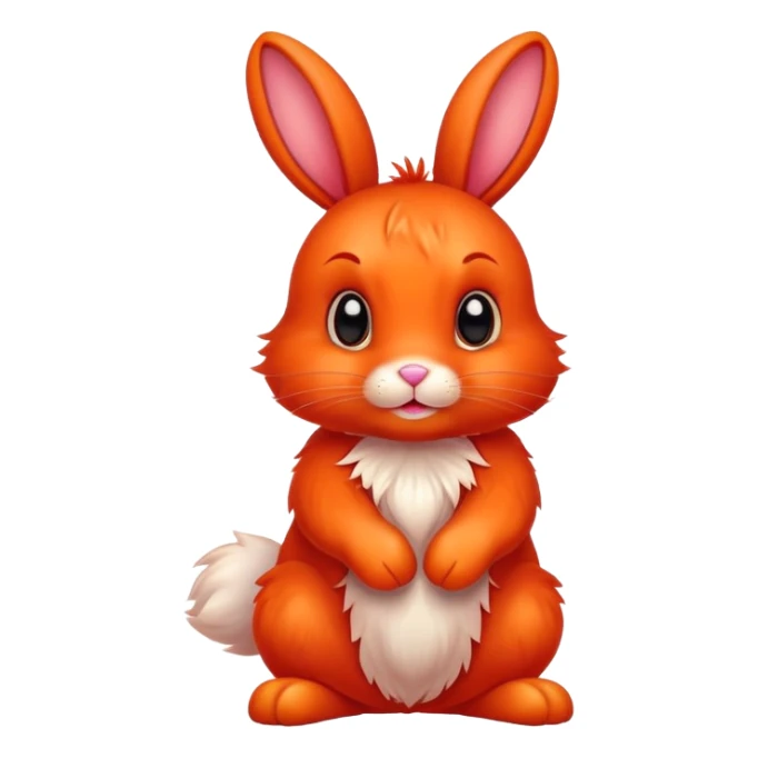 cute red bunny rabbit with fire paws and fiery appearance sticker