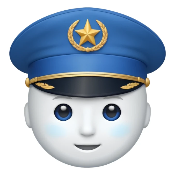white captain hat with blue circle closeup alone sticker