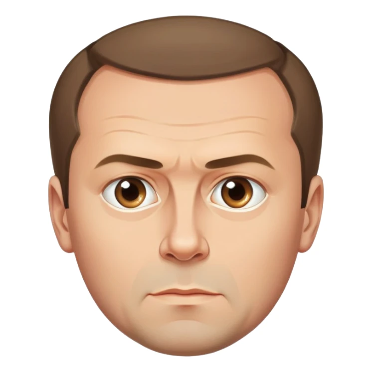 Dmitry Medvedev, round face, bold and simplified iconic facial traits, serious expression, high clarity and polish sticker