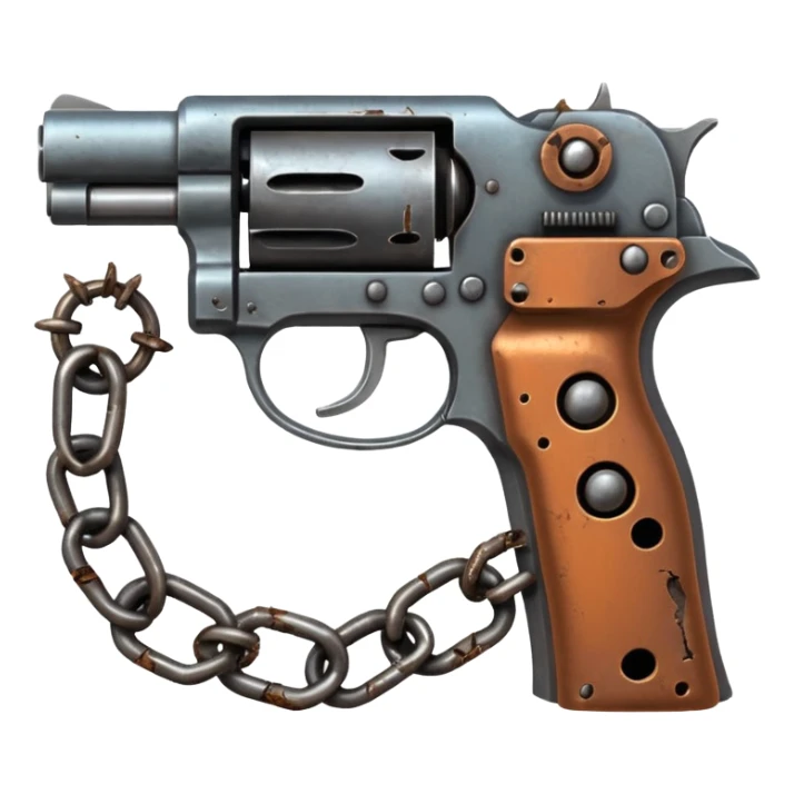 pistol made out of broken chain sticker