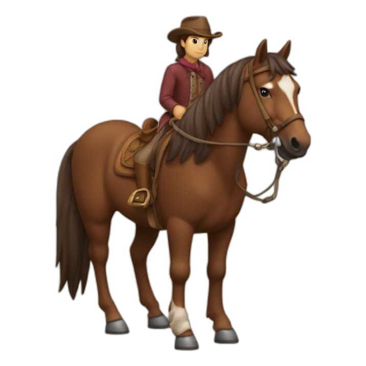 Personnage brun avec un cheval maron  sticker