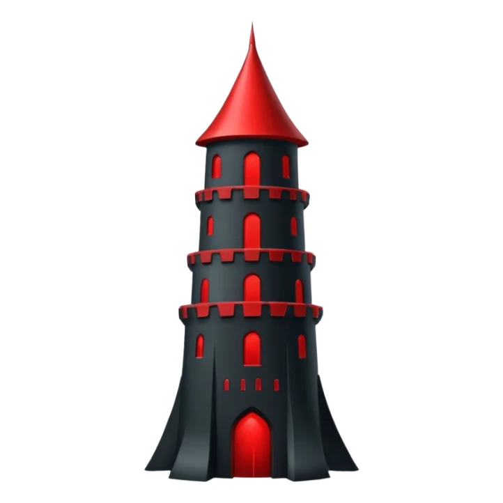 iOS sticker, dark fantasy tower, monochrome red, minimal sticker