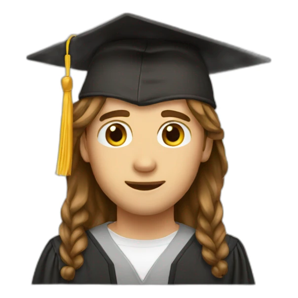 graduate male long Brown hair  emoji sticker