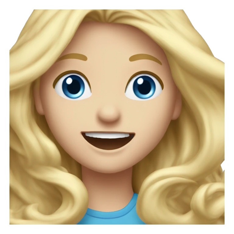 Long blonde haired blue eyed girl jumping excitedly sticker