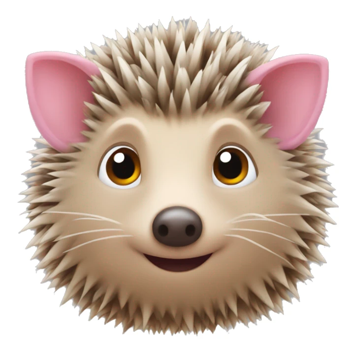 hedgehog with one brown ear and another one is pink sticker