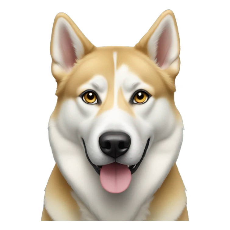 Yellow husky, Akita, shepherd mix dog with blue eyes sticker