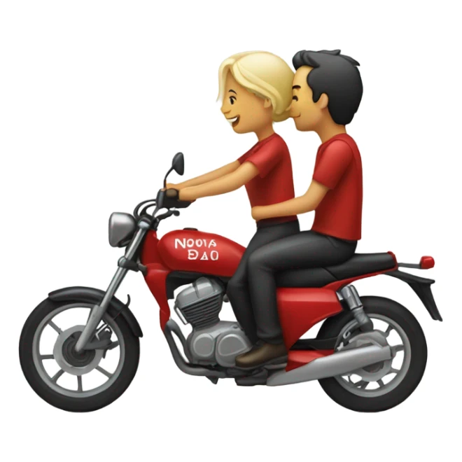 novios en una moto roja sticker