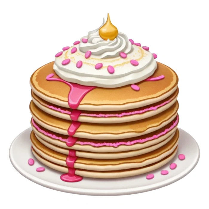 stack of pancakes with whip cream and pink and red sprinkles sticker