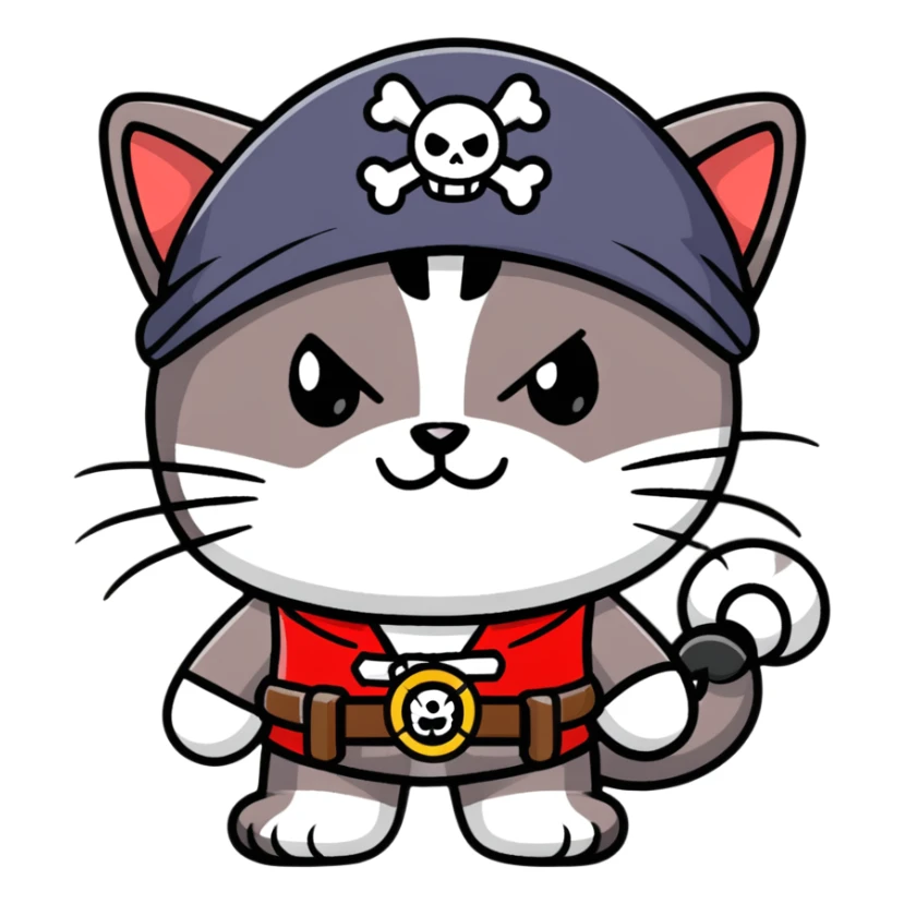 Skibidi cat pirate with Vietnam War gear in a jungle background sticker