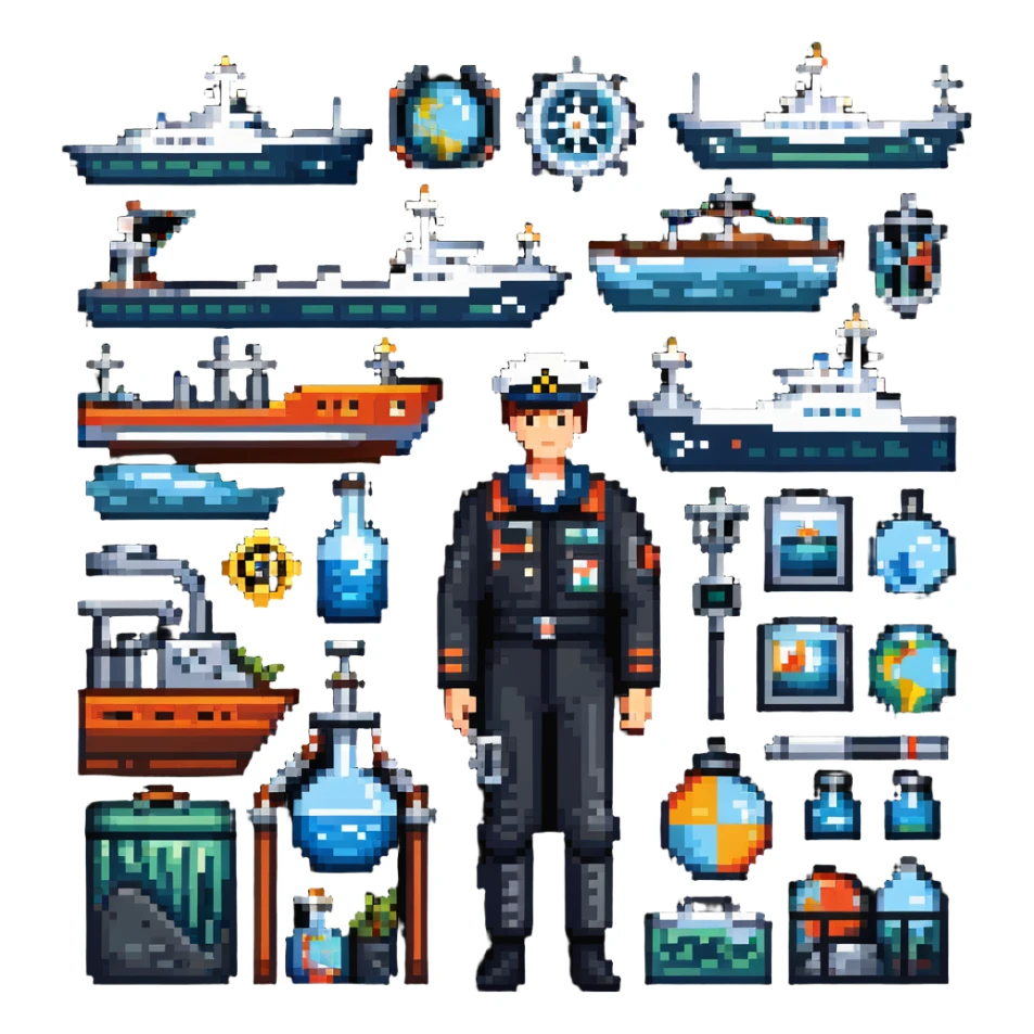 Vladivostok oceanography sailor with research vessel and marine scientific equipment sticker