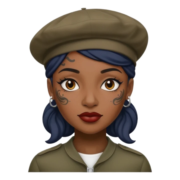 black woman with tattooed faces wearing berets sticker