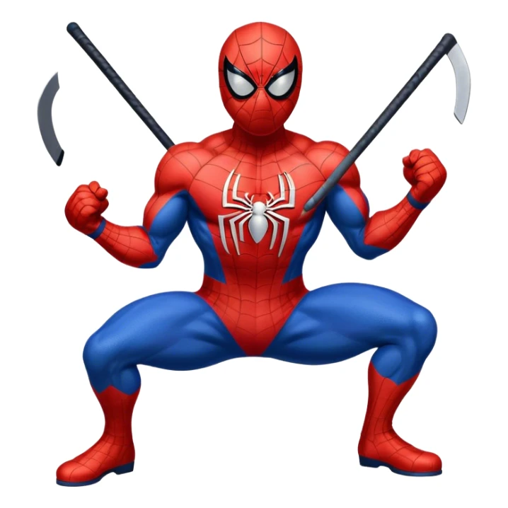Muscular Spider-Man wearing a hockey mask sticker