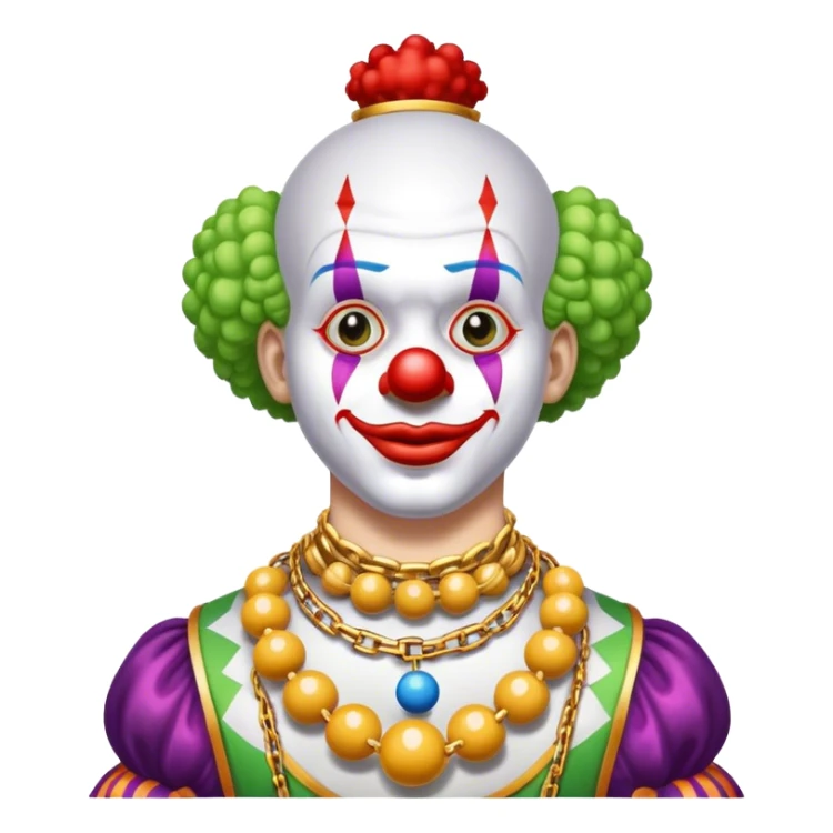 clown with golden chain on the neck playing ball full height sticker