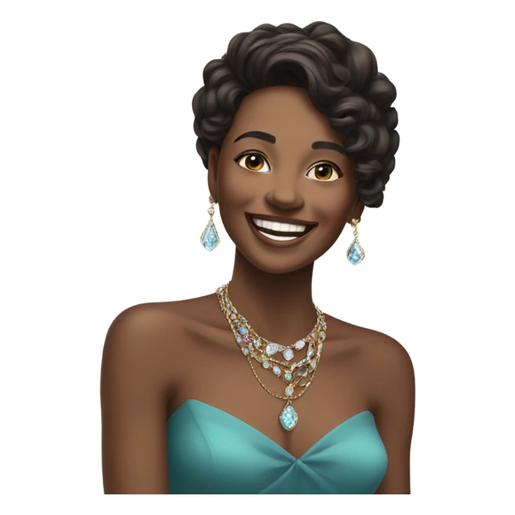 happy solo portrait with jewelry sticker