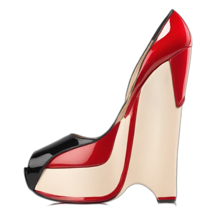 One WEDGE heel LOUBOUTIN black leather PATENT sticker