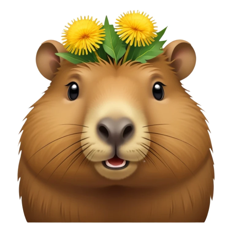 Simple Capybara face with dandelion in its mouth sticker