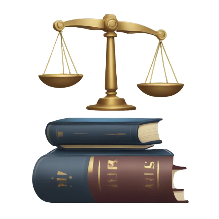 a balance of justice with a robot on one side and a book on the other side sticker