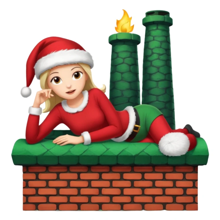 Cristmas Female lie down on a chimney sticker