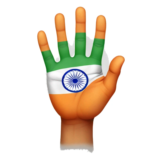 Hand with indian flag only 5 finger  sticker