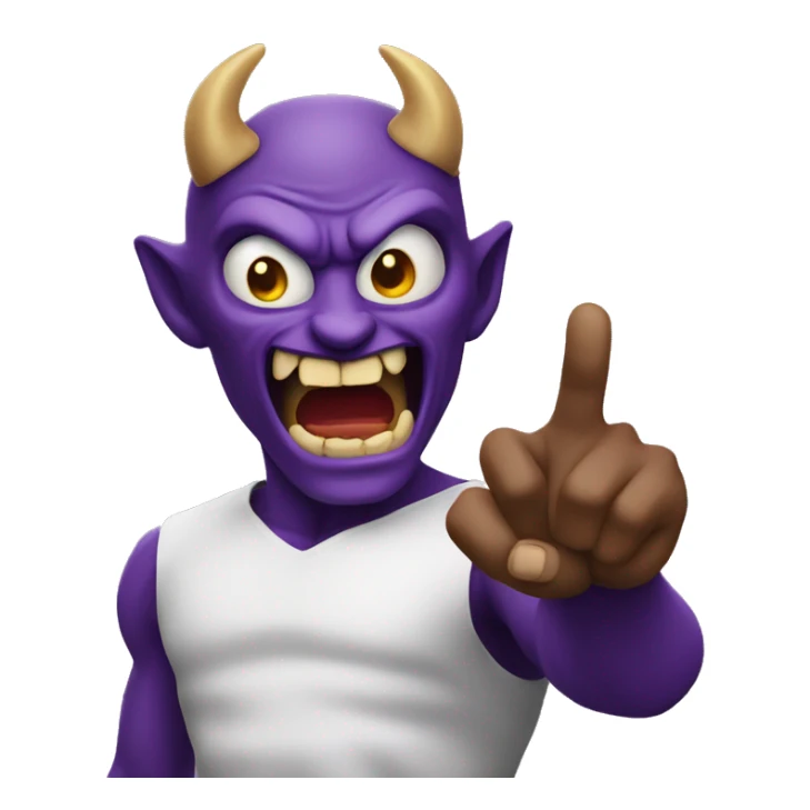 a purple demon says shut up with his hand sticker