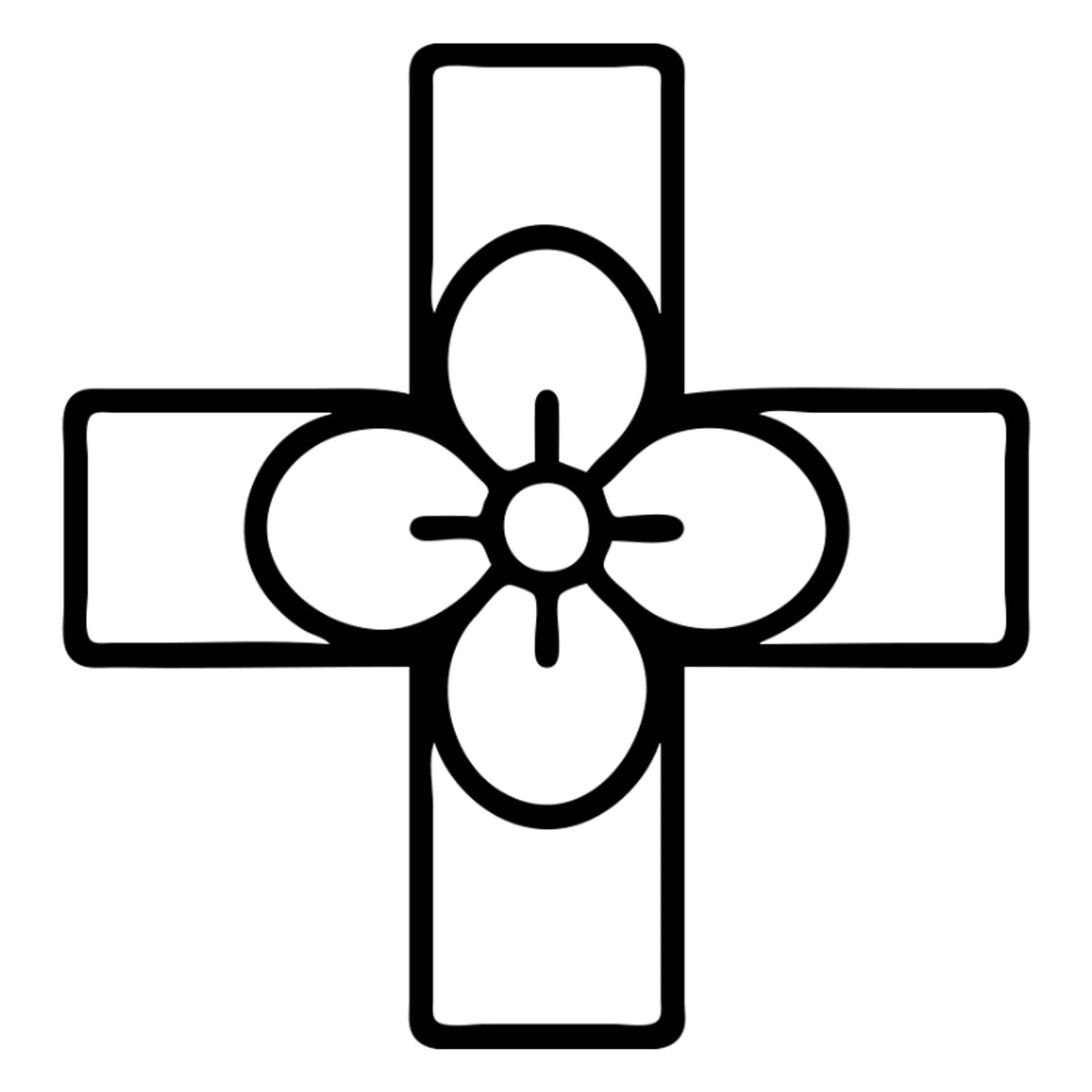 grey flower cross, outlined style, clean lines sticker