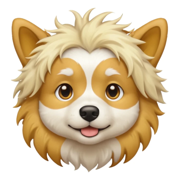 yellow and white dog with messy hair sticker