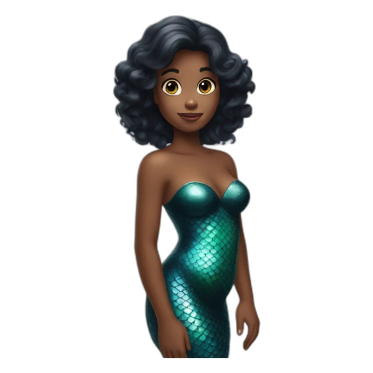 little-mermaid poisson noir girl sticker