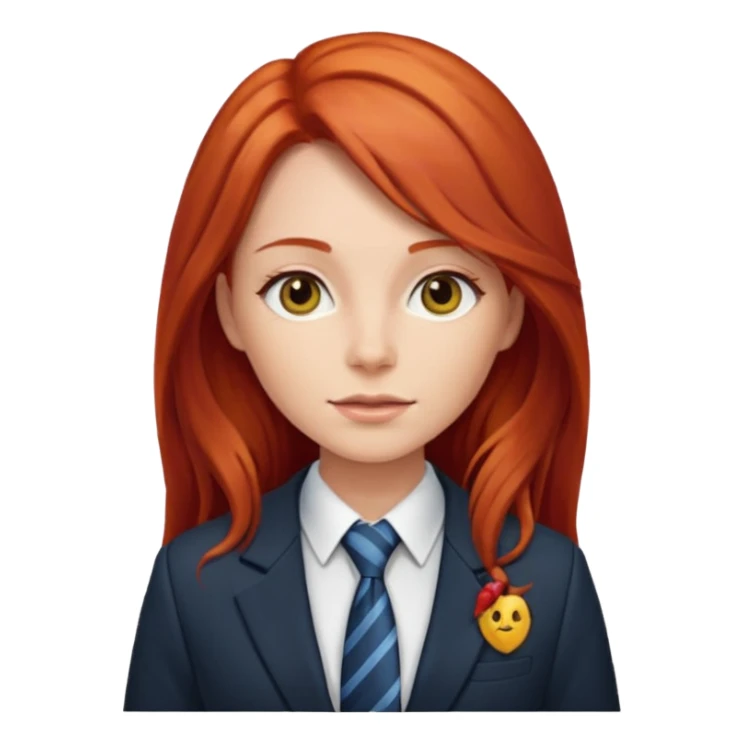 long red haired woman with tie and blazer sticker