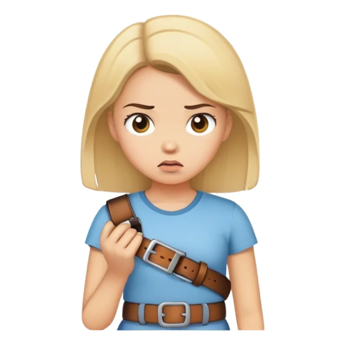 Girl holding belt upset in hand sticker