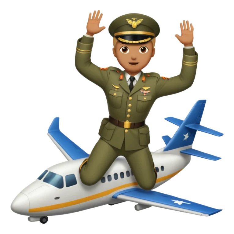 Person jumping off plane in military uniform sticker
