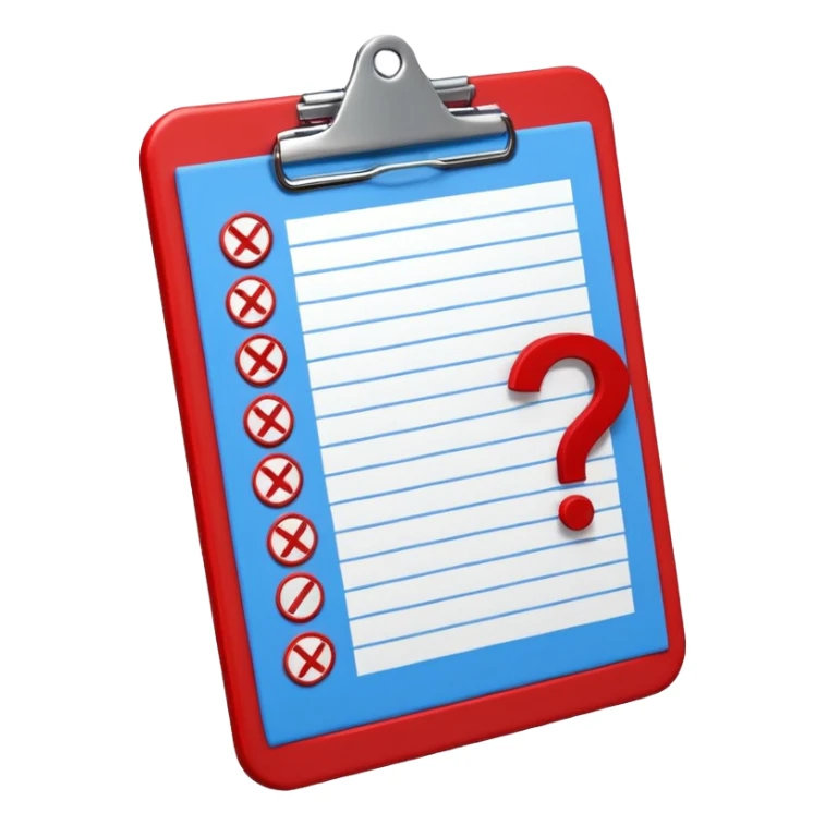 A red clipboard with a tactical scheme (X's and O's) crossed out and a question mark (?) above it. blue (#00A3E0) and red (#F9423A) sticker