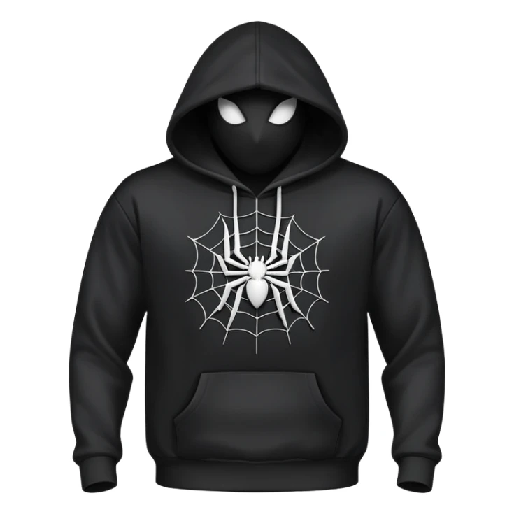 black hoodie with a web with no spider on it sticker