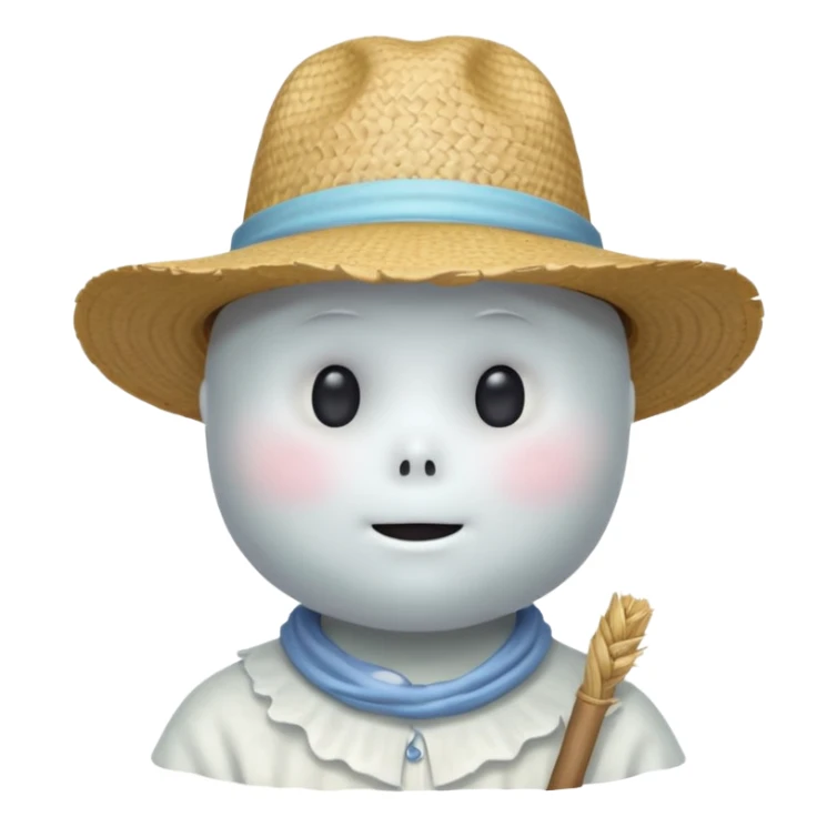 cute ghost farmer portrait, head and shoulders only, straw hat, round friendly face, soft pastel glow, harmless spirit vibe, 3D cartoon, mobile game icon style, clean background, no text, no watermark
 
 sticker