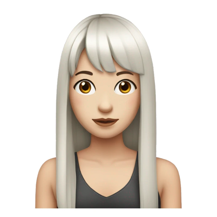 White-skinned girl with long, straight black hair with bangs sticker