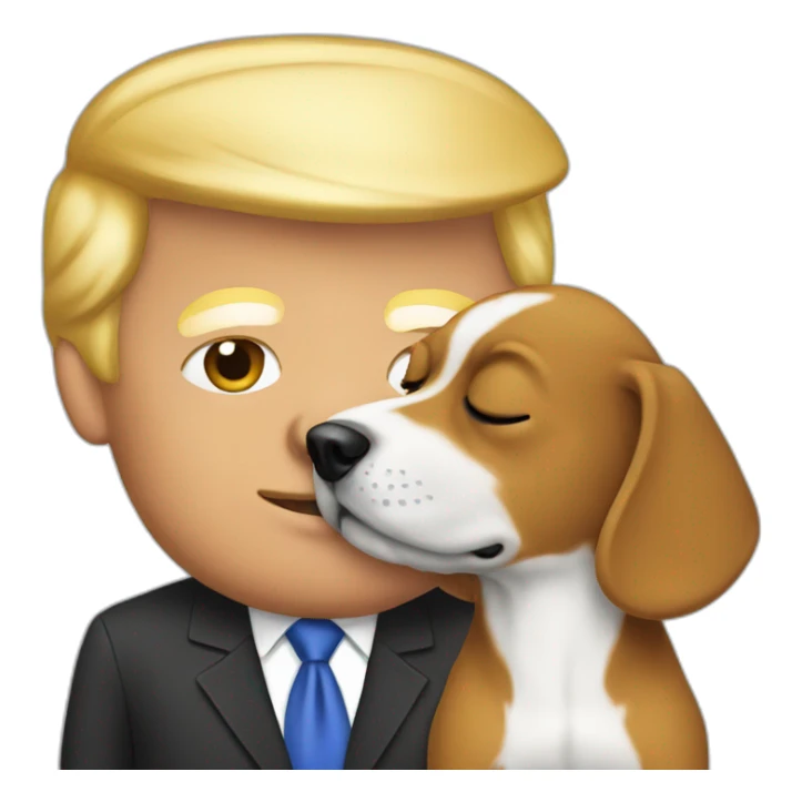 trump kissing a dog sticker