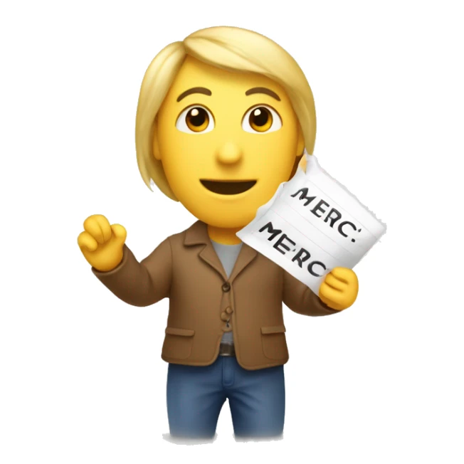 the word "merci" written with readable letters sticker