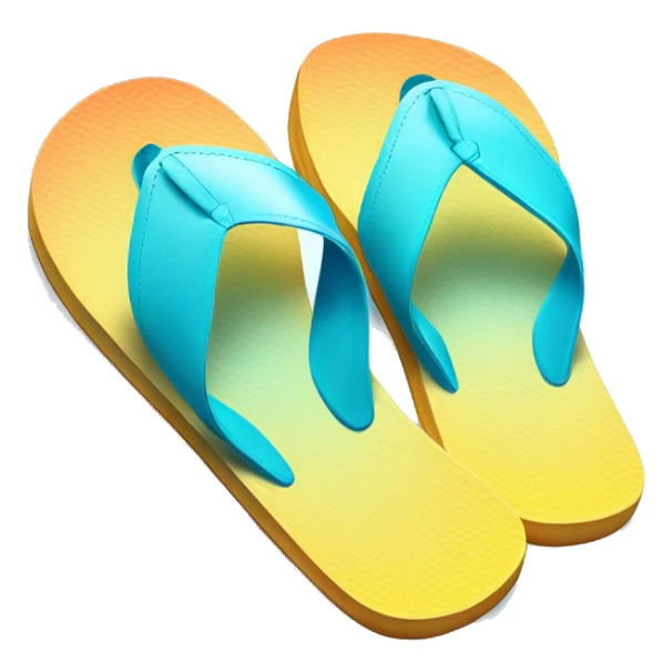 Realistic light blue gradient pair of summer flip flops isolated. sticker