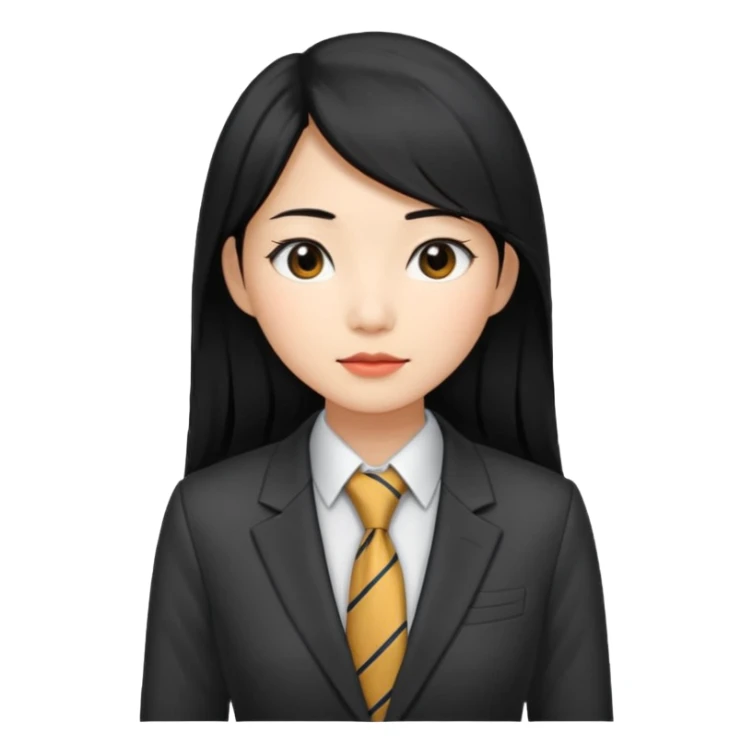 long black haired asian woman with tie and blazer sticker